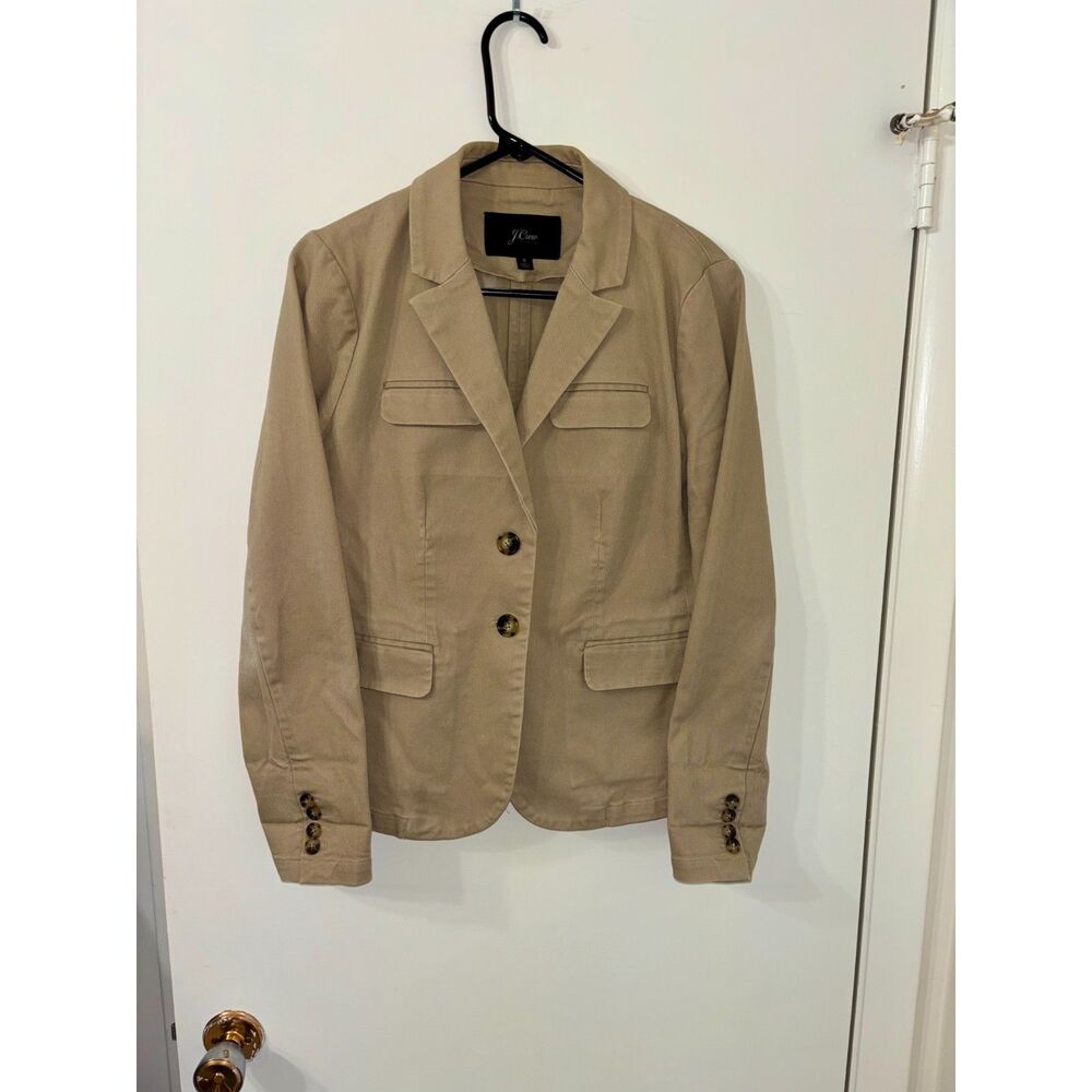J. Crew Womens Size 8 Tan Tailored "Schoolboy Blazer in Stretch Cotton Chino"